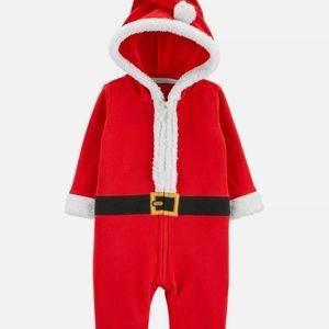 Santa christmas holiday baby boy jumpsuit fleece